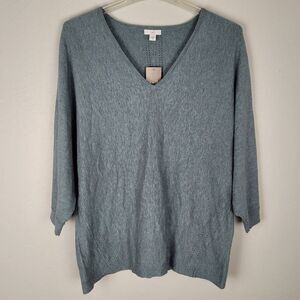 J. Jill Lightweight Sweater Dolman Sleeve Heathered Blue Sage Size M NWT